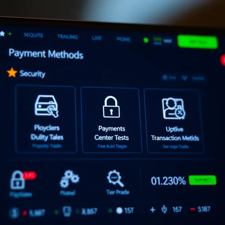 Icons representing security features and transaction methods on trading platform