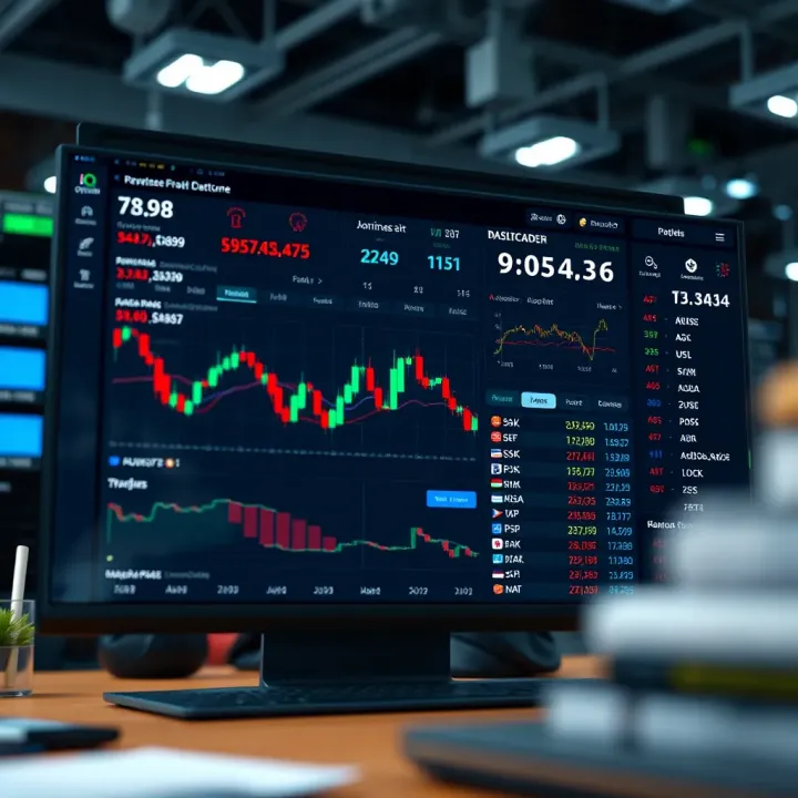 Dashboard displaying various financial trading options and market data on a digital platform