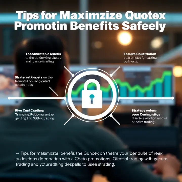 Graphic depicting strategies to maximize benefits from Quotex promotions with secure trading