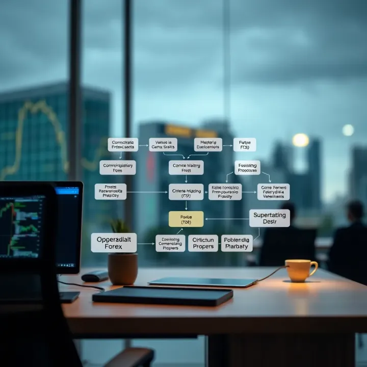 Operational Flow of a Free Proprietary Forex Trading Desk Diagram illustrating the operational flow of a free proprietary forex trading desk