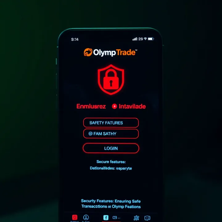 Secure login screen of Olymp Trade app highlighting safety features and data protection