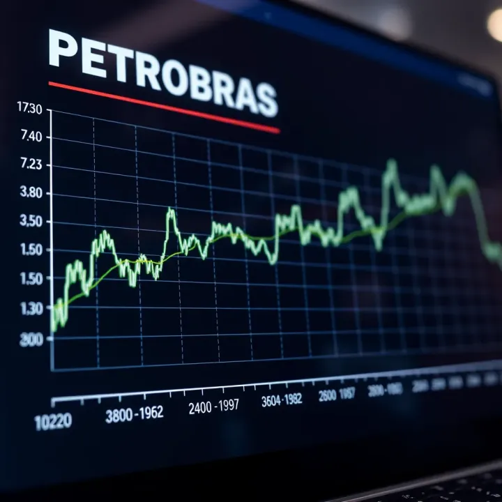 Graph showing Petrobras stock price trends over time with marked points for dividends