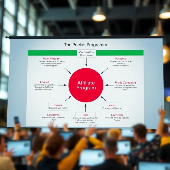 Diagram illustrating the Pocket Option affiliate program structure and commission flow