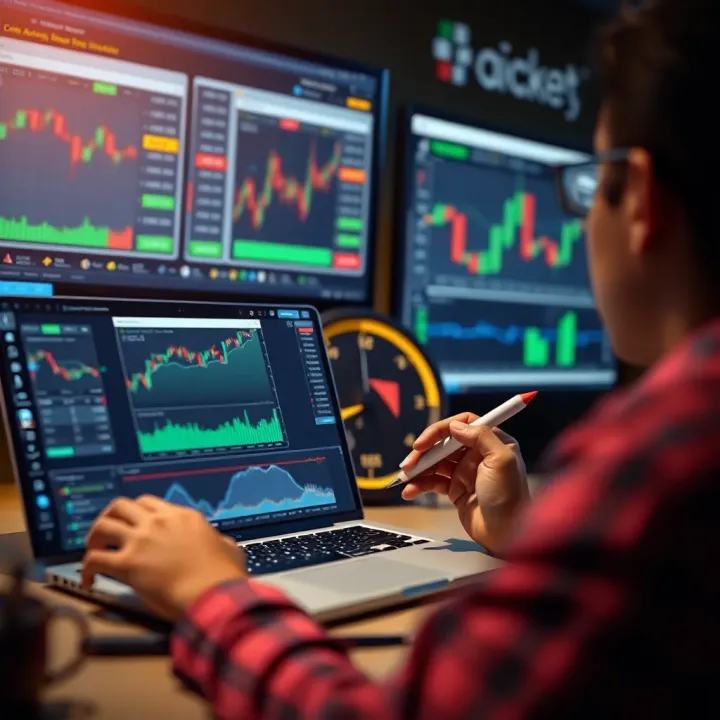 Graphical representation of trading strategies and market analysis tools used on Pocket Option