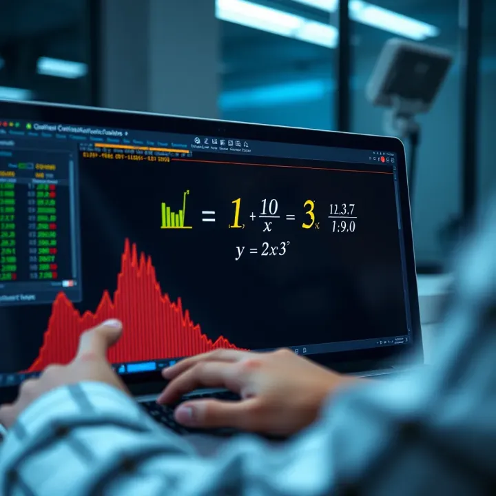 Graphical interface showing Queotex software solving complex mathematical equations