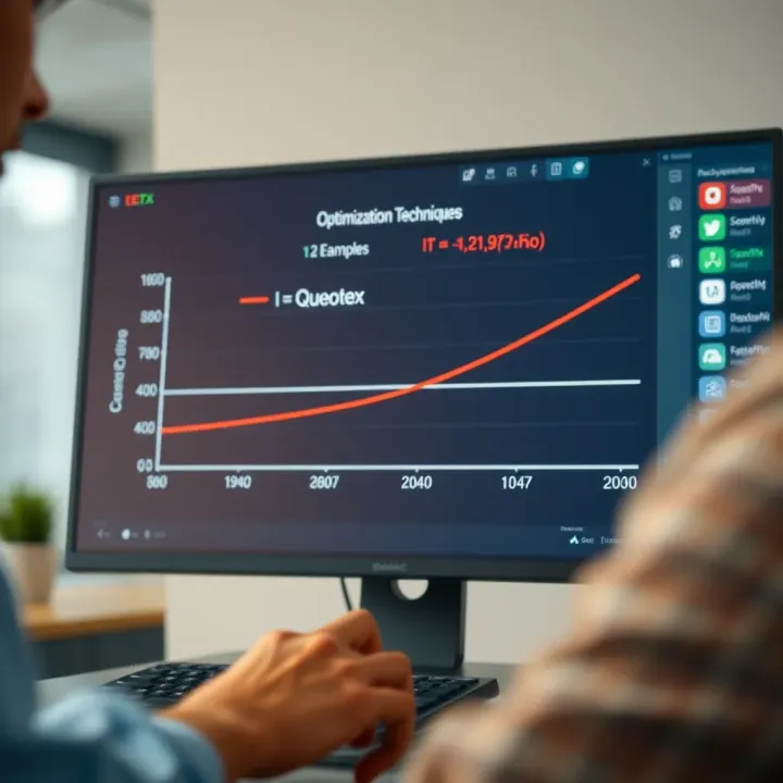 Optimization Techniques Demonstrated with Queotex Diagram illustrating optimization techniques using Queotex with examples of calculation improvements