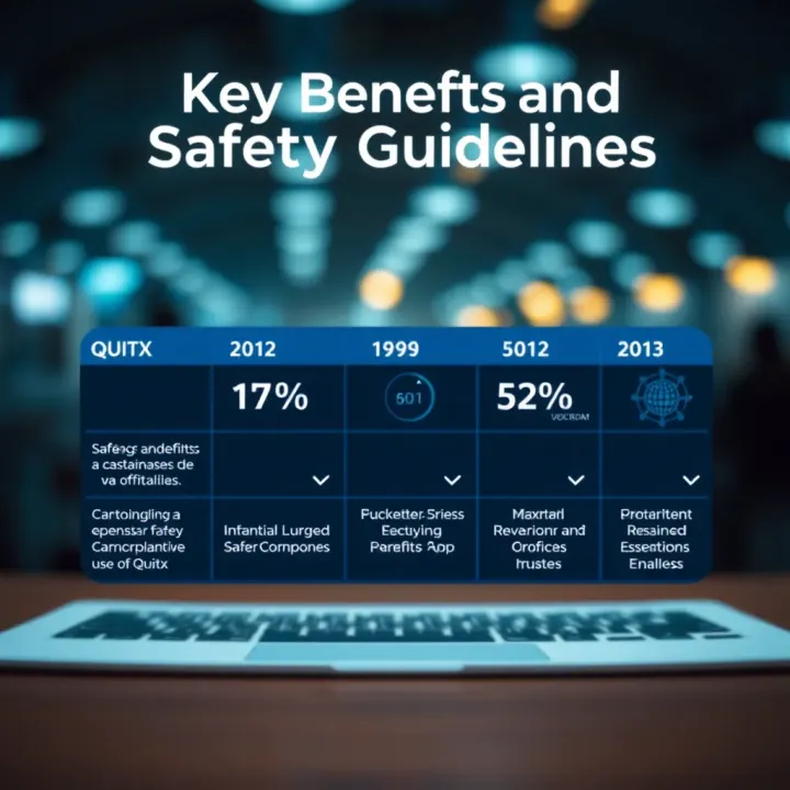 Chart detailing the key benefits and safety precautions for effective use of Quitex