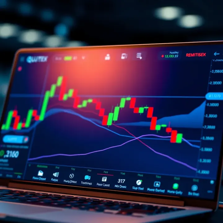 Overview of the Quotex Trading Platform Interface Illustration of an online trading platform interface showing financial charts and trading options