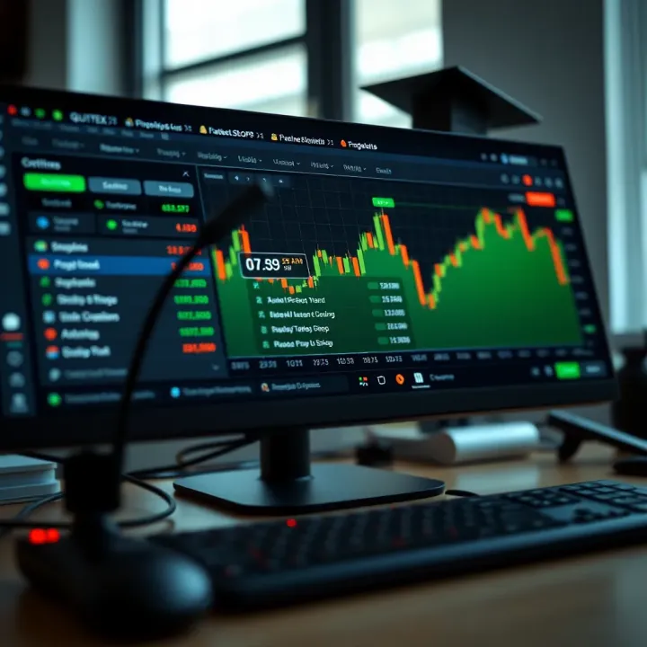 Quotex Platform Features on Desktop User interface of Quotex platform showing trading options and features