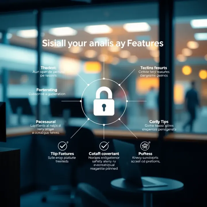 Graphic illustrating key features and security tips for using Quotex platform