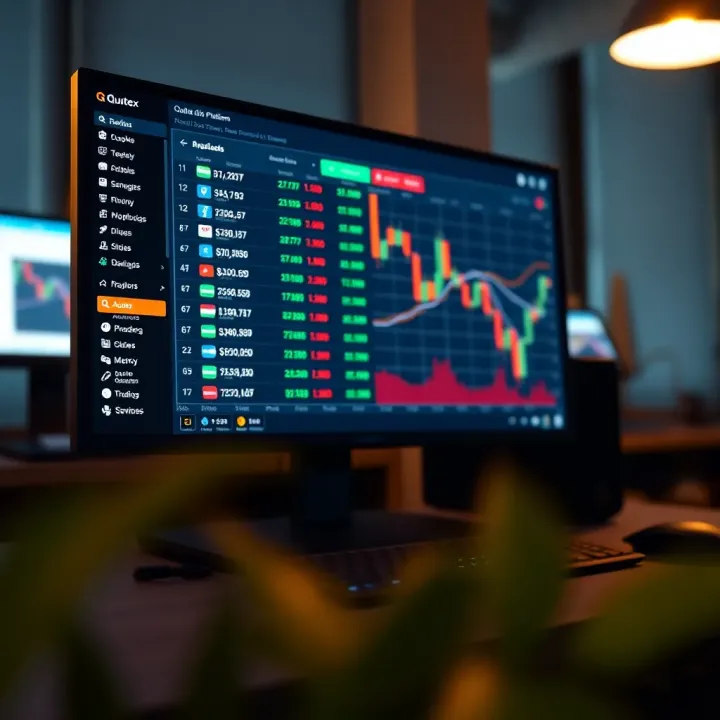 Screenshot of Quotex platform interface on a desktop computer displaying trading options
