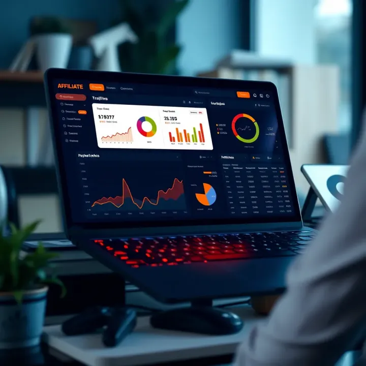 Affiliate Dashboard with Marketing Resources and Performance Insights Dashboard displaying marketing tools and analytics for affiliates