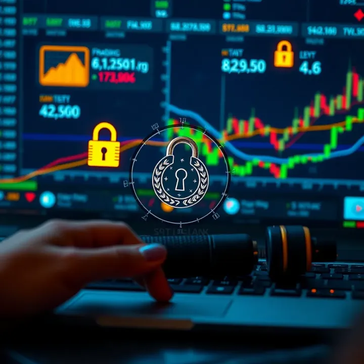 Secure Forex Trading Technology with Encryption and Financial Tools Secure online forex transaction with encryption symbols and financial icons