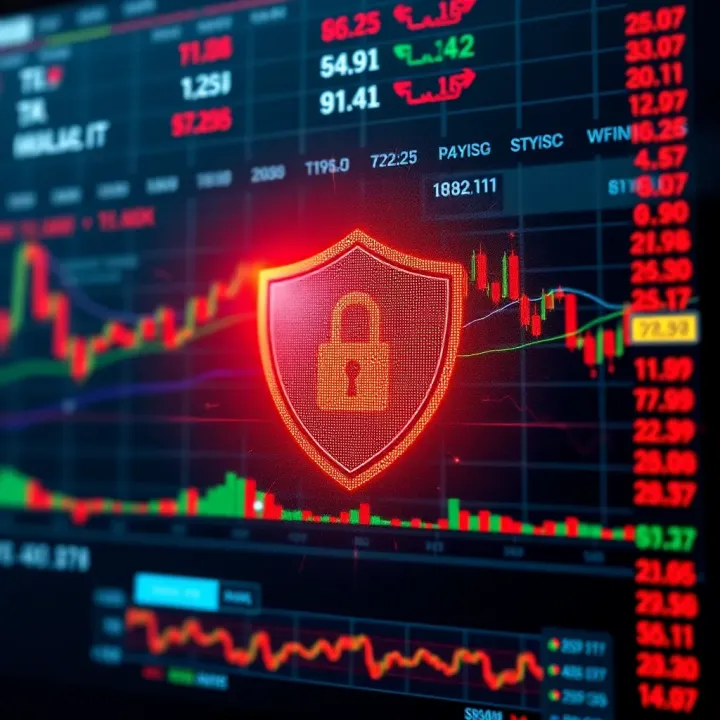 Ensuring Security and Efficiency in Binary Options Trading Illustration of secure trading environment with digital shield and trading platform interface