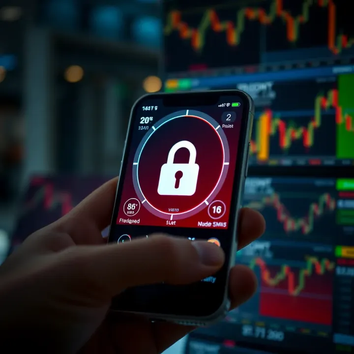 Ensuring Security and Usability in Mobile Trading Platforms Secure mobile trading app interface with lock symbol and user-friendly design