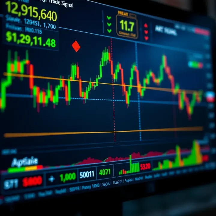 Chart displaying various trading signals and indicators on a digital platform