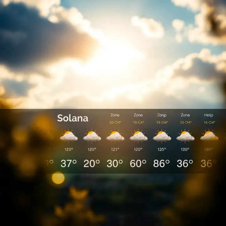 Weather forecast icons showing sun and clouds with temperature indicators