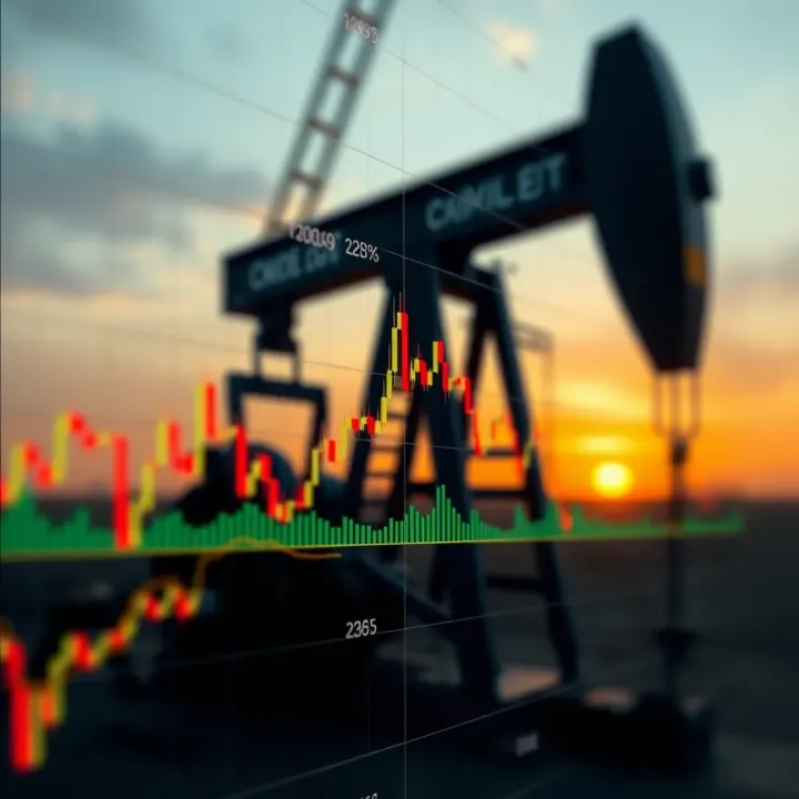 Crude Oil Price Trends and Technical Analysis Graph showing crude oil price fluctuations with technical indicators