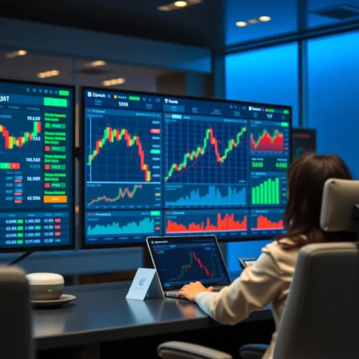 Interactive trading dashboard showcasing market trends and real-time data graphs