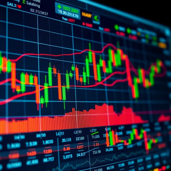Forex Market Technical Analysis Chart Chart displaying currency pairs with technical indicators and trend lines
