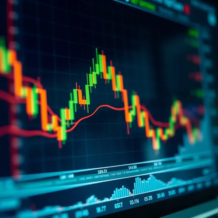 Graph showing binary options trading strategies with upward and downward trends