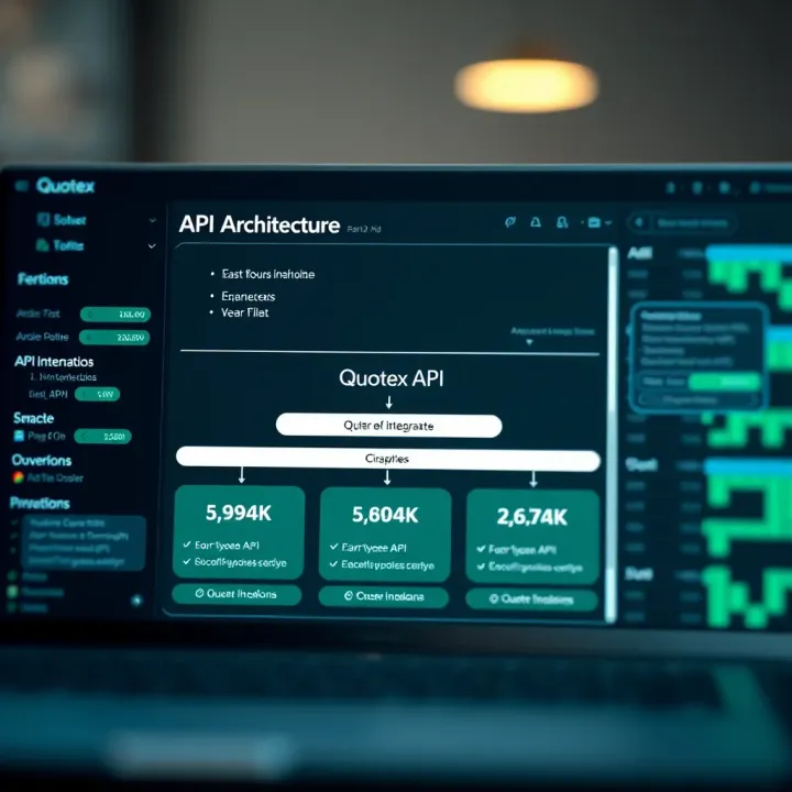 Diagram showing the architecture and key functions of the Quotex API integration