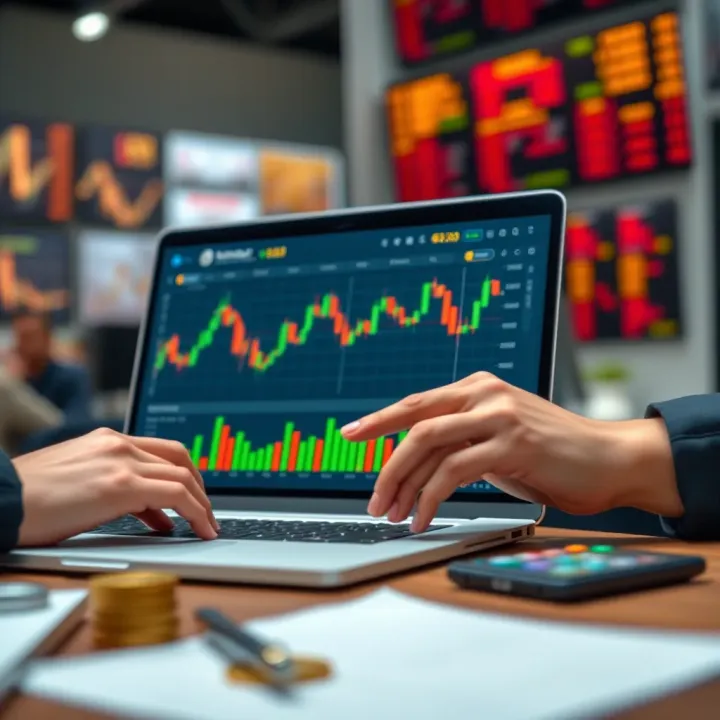 Conceptual graphic showing trial investment with virtual currency to practice trading strategies