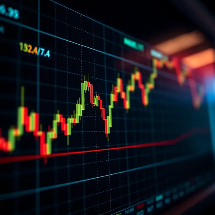 Financial chart showing Zig Zag indicator highlighting trend changes
